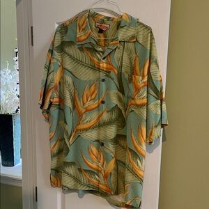 Tommy Bahama Green and Orange Floral Button Down Shirt
